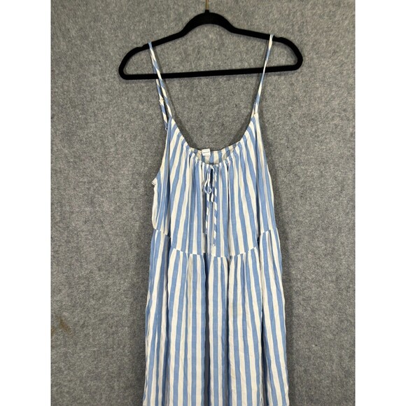 Old Navy Dress Womens Extra Large Blue Striped Tiered Maxi Sundress Nautical - Picture 2 of 11